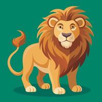 a cartoon lion standing on a green background vector