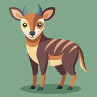 a cartoon animal with horns standing on a green background vector
