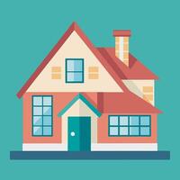 house with chimney and windows vector