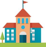 school building with flag on top vector