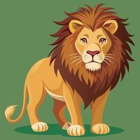 lion standing on green background vector