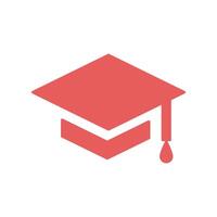Silhouette of a red graduation cap. Editable flat icon design in EPS10 format. Simple, unique, elegant and cute symbol. Design elements of education vector