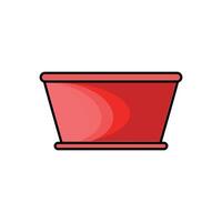 An empty red bowl. Fried chicken bowl silhouette. Cutlery illustration element design vector