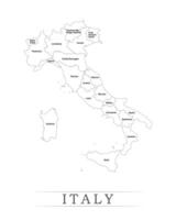 Italy administrative divisions and Provinces map illustration. vector
