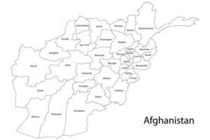 Afghanistan administrative divisions and Provinces map illustration. vector