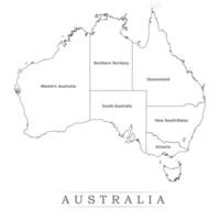 Australia administrative divisions and Provinces map illustration. vector