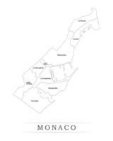 Monaco administrative divisions and Provinces map illustration. vector