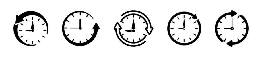 Clock time flow icons. vector