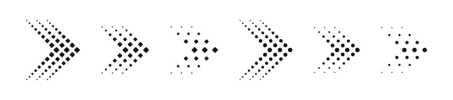 Dotted arrows collection. Dot arrow icon. Dotted arrow icon set. Halftone arrows. arrow icons