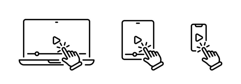 Play button on screen. play button on device screen. Media player. player play button. vector