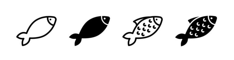 Fish icon set. Fish flat and outline icons. vector