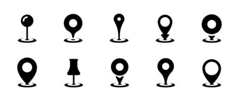 Map pin icon set. GPS pointer icons in different shapes. vector