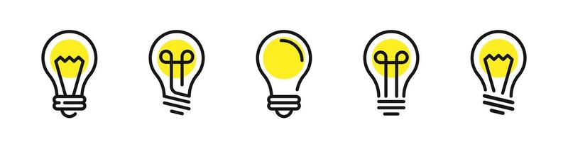 Lightbulb outline icons. vector