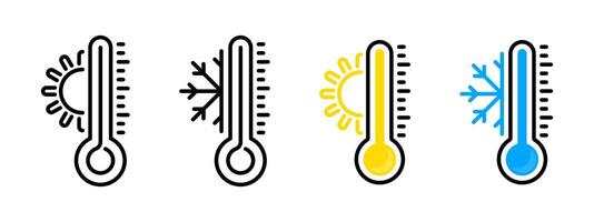 Temperature measurement tools. Heat and cold indicators vector