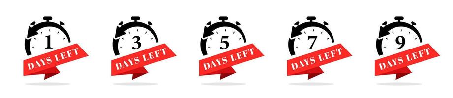 Advert icons for time left. Numeric countdown indicators vector
