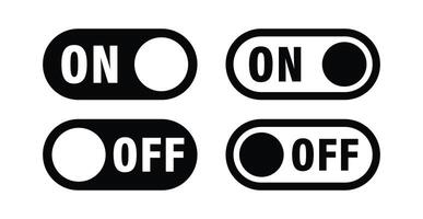 On and Off toggle switch buttons. Switch buttons illustration. ON and OFF button icons vector