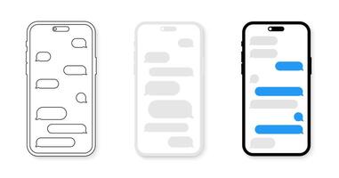 Online chatting. Message bubbles, chat online. Smartphone chatting. SMS messaging. Online chatting, messaging vector