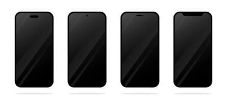 Realistic models smartphone with transparent screens. Smartphone device front view. Smartphone mockup with blank white screen. Mobile phone mockup front view. Smartphone screen illustration. vector
