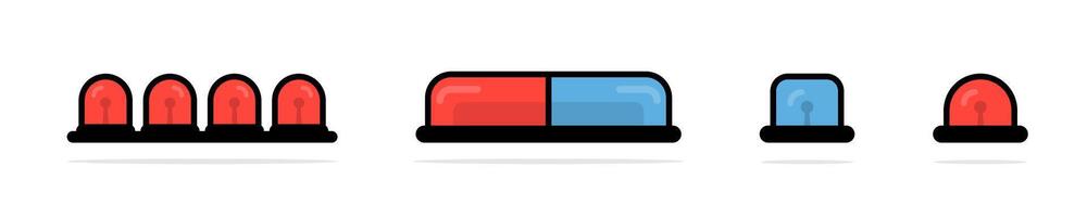 Flashing lights for emergencies. Red and blue signals vector