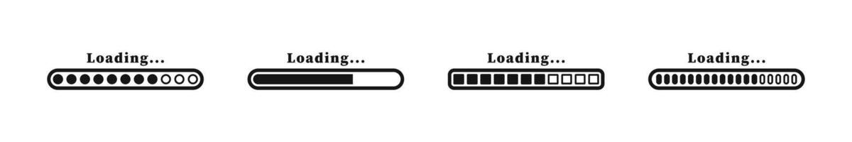 Loading icon set. Set of loading bar. Download progress icons. Loading icons. Load bar icons vector