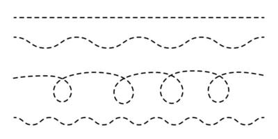 Dotted curved line set. Curves with dotted patterns vector