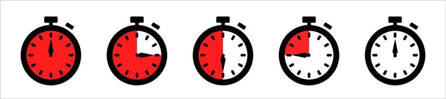 Stopwatch icons set. Timer symbols. Set icons sandglass. Timer clock flat icons. Time management. Timer icons vector