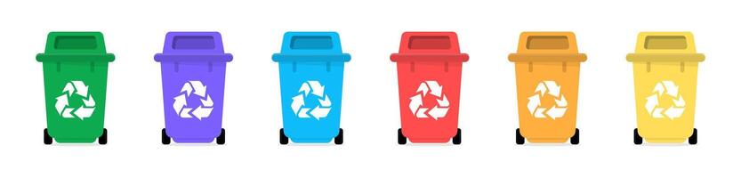 Trash bin. Trash can, dusbin, garbage container, dumpster isolated elements. Garbage bins illustration. Trash, Garbage, waiste container icons vector