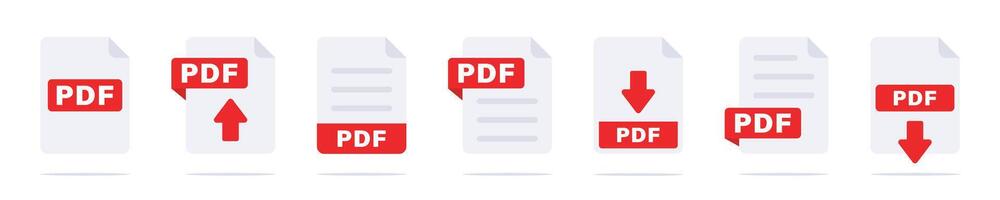 PDF file format icons, illustration. PDF file icons. PDF download document. Electronic documents file formats. PDF file format. vector