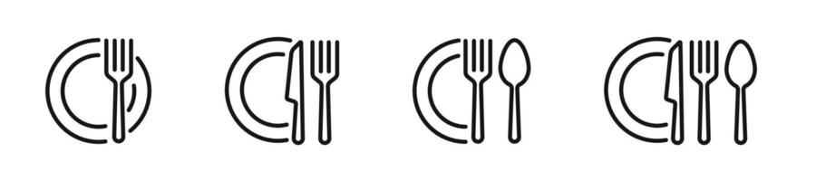 Dishware and dining illustrations. Eating setup symbols vector