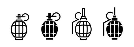 Hand grenade icon set. vector