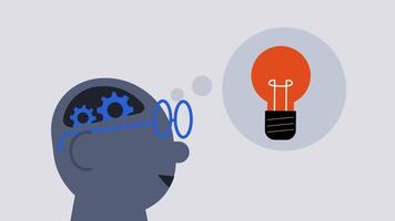 2D animation concept of people thinking about ideas, describing ideas and creativity and imagination video