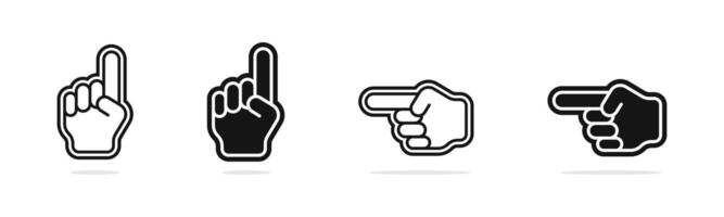 Finger pointing icon set. Hand gesture with pointed fingers vector