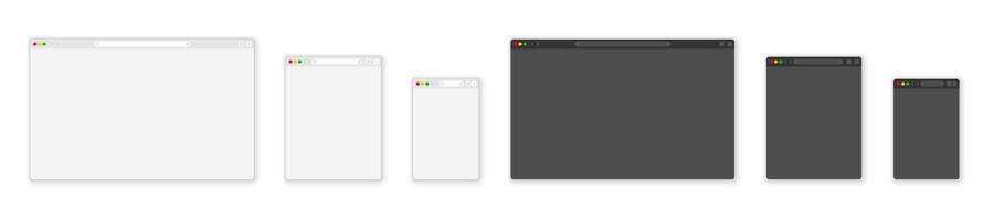 Empty browser window on transparent background. vector