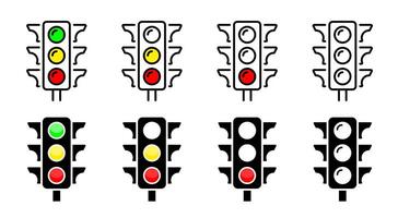 Signal lights for roads. Stop, go, and caution indicators vector