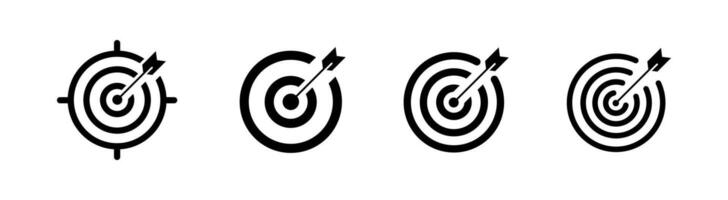 Target icon. Archery target icons. Target, aim, bullseye. Target with arrow icons set. Aim symbol vector