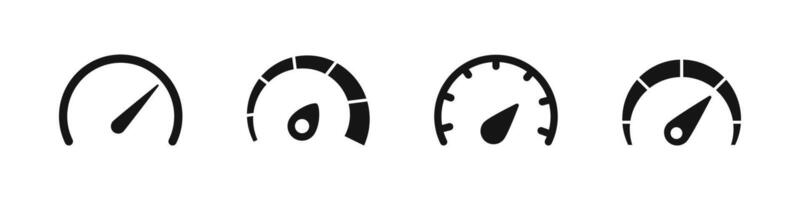Speedometer icons. Speed indicator signs. Car speed scale. Speedometer scales vector
