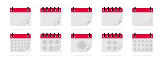 Calendar dates and planning symbols. Flat calendar set vector