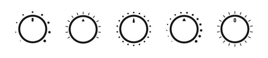 Round adjustment knob set. Knob vectoor icons. Round scale. Controller knob vector
