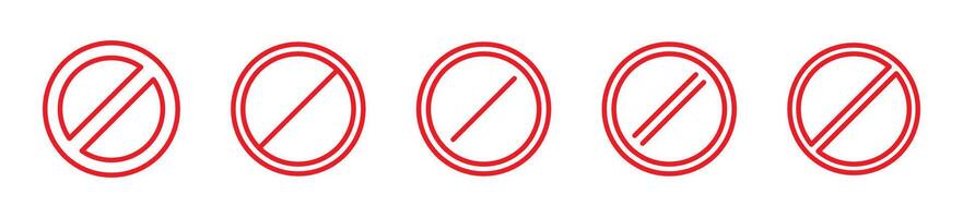 Crossed circle icons. Prohibition symbols vector
