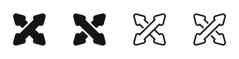 Crossroad arrow icon. Crossroad symbol. Crossed arrows. crossarrows. Way direction arrows vector