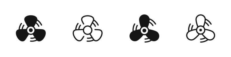 Aircraft propeller icon set. Air rotation icons vector