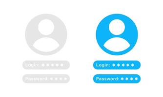 Login and Password icons. Account authorization. Account access icons. Sign in page design icons. Enter login and password. vector