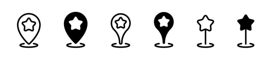 Location markers with stars. Navigation symbols vector