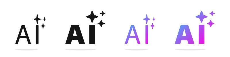 Artificial intelligence icons. AI symbol set. vector