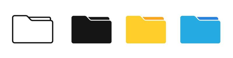 File folder icon set. File folder flat illustration. File folders set. vector