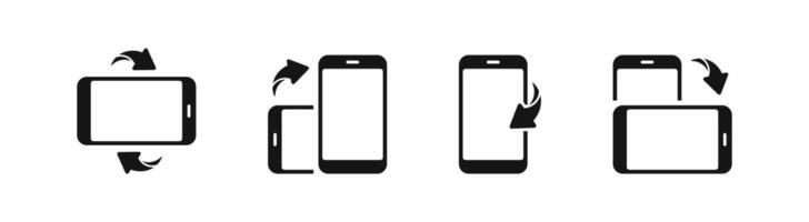 Phone screen rotation icons. Arrows showing screen orientation vector