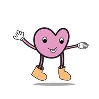 Pink Heart Mascot with Joyful Expression and Open Arms Illustration vector