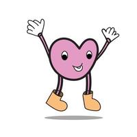 Pink Heart Mascot with Happy Expression and Raised Hands Illustration vector