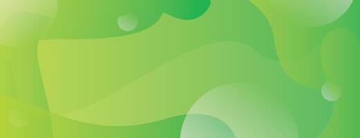 Green abstract background with waves and bubbles vector