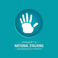 National Stalking Awareness Month banner design template. Realistic Ribbon,hands icon and colourfull backgraound. vector